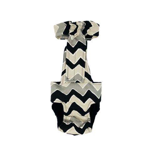 black and gray chervon diaper overall - new - back black and gray chervon diaper overall - new - back