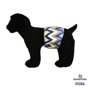 Blue Chevron Minky Washable Dog Belly Band Male Wrap