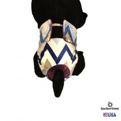 Blue Chevron Minky Washable Cat Diaper