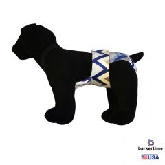 Blue Chevron Minky Escape-Proof Washable Dog Diaper Overall