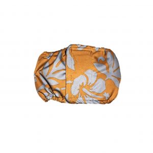 Blue Hawaiian Hibiscus Flower on Brown Washable Dog Belly Band Male Wrap