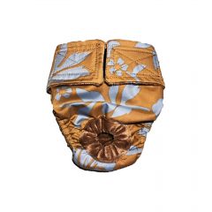 Blue Hawaiian Hibiscus Flower on Brown Washable Cat Diaper