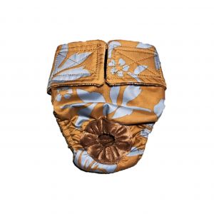 Blue Hawaiian Hibiscus Flower on Brown Washable Dog Diaper