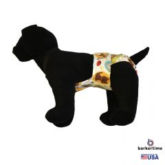 Doggie with Bones on Cream White Escape-Proof Washable Dog Diaper Overall