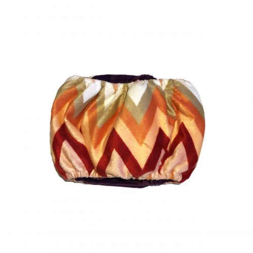 orange and red chevron minky belly band - back