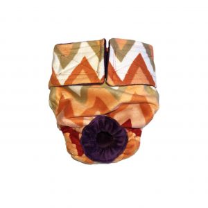 Orange and Red Chevron Minky Washable Dog Diaper