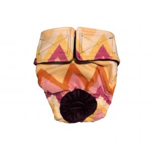 Orange and Yellow Chevron Minky Washable Dog Diaper