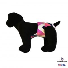Pink and Blue Chevron Minky Escape-Proof Washable Dog Diaper Overall
