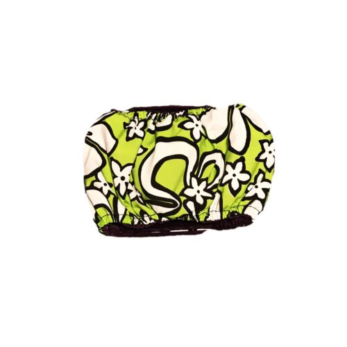 white hawaiian hibiscus on lime green belly band - back white hawaiian hibiscus on lime green belly band - back