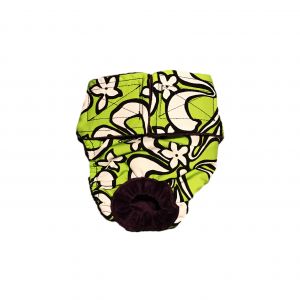 White Hawaiian Hibiscus Flower on Lime Green Washable Dog Diaper