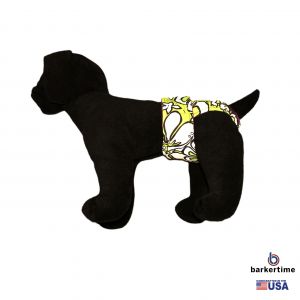 White Hawaiian Hibiscus Flower on Lime Green Washable Dog Diaper