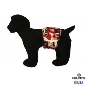 Hearts and Patriotic Love Washable Dog Belly Band Male Wrap