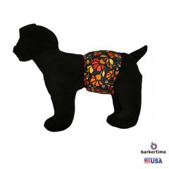 Red Flowers on Green Washable Dog Belly Band Male Wrap