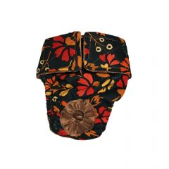 Red Flowers on Green Washable Dog Diaper