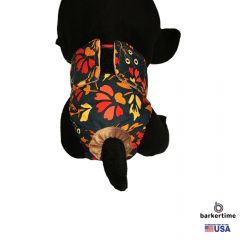 Red Flowers on Green Washable Cat Diaper