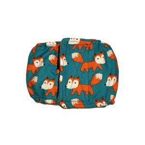 Orange Fox on Teal Washable Dog Belly Band Male Wrap