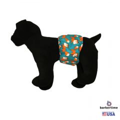 Orange Fox on Teal Washable Dog Belly Band Male Wrap