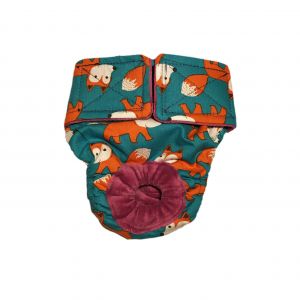 Orange Fox on Teal Washable Dog Diaper