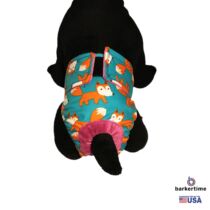 orange fox on teal diaper – model 2