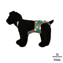 Orange Fox on Teal Escape-Proof Washable Dog Diaper Overall