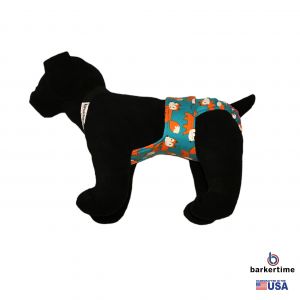 Orange Fox on Teal Escape-Proof Washable Dog Diaper Overall