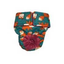 Orange Fox on Teal Dog Diaper