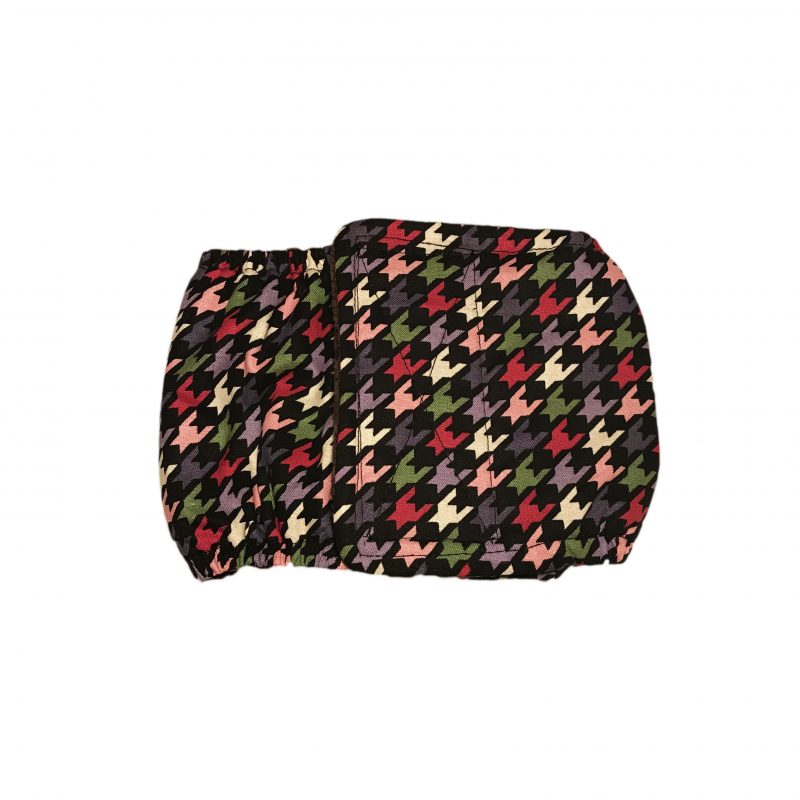 Colorful Houndstooth on Black  Dog Belly Band