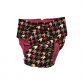 colorful houndstooth on black diaper - back
