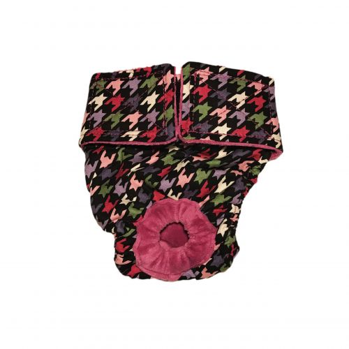 colorful houndstooth on black diaper