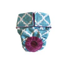White Quatrefoil on Baby Blue Dog Diaper