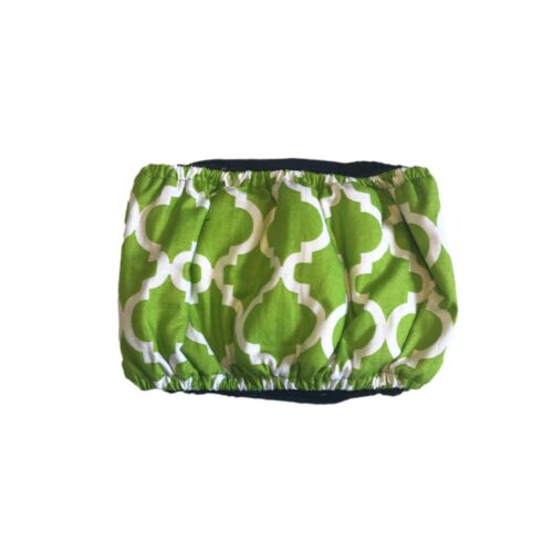 white quatrefoil on green belly band - back white quatrefoil on green belly band - back