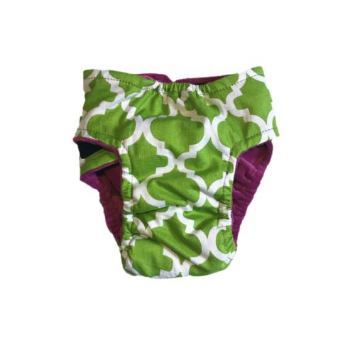 white quatrefoil on green diaper - back white quatrefoil on green diaper - back