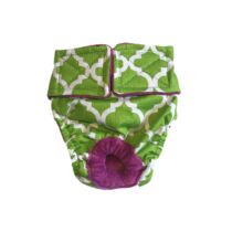 White Quatrefoil on Green Dog Diaper