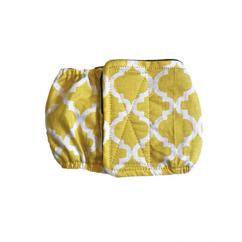 White Quatrefoil on Yellow  Dog Belly Band