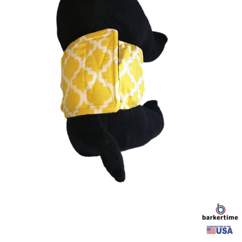 white quatrefoil on yellow belly band - model 2 white quatrefoil on yellow belly band - model 2