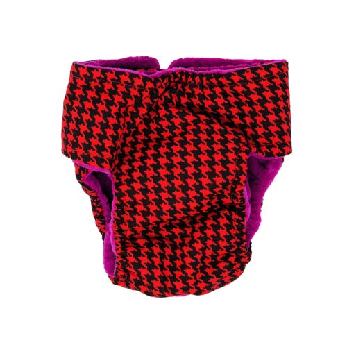 red houndstooth on black diaper - back red houndstooth on black diaper - back