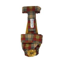 Brown and Red Plaid Escape-Proof Washable Dog Diaper Overall