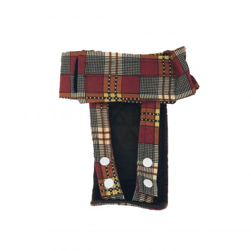 brown and red plaid diaper pull-up