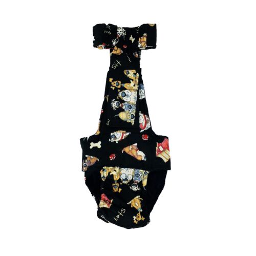 good doggie on black diaper overall - back good doggie on black diaper overall - back
