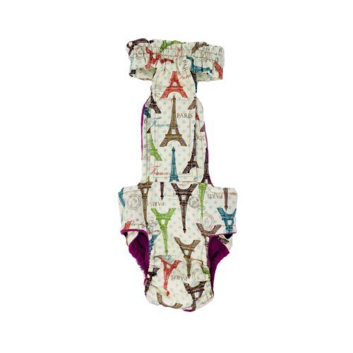 paris eiffel tower on cream diaper overall - back - new paris eiffel tower on cream diaper overall - back - new