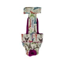 Paris Eiffel Tower on Cream Escape-Proof Dog Diaper Overall