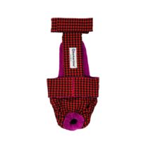 Red Houndstooth on Black Escape-Proof Washable Dog Diaper Overall