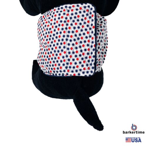 red white and blue polka dot belly band - model 2 red white and blue polka dot belly band - model 2