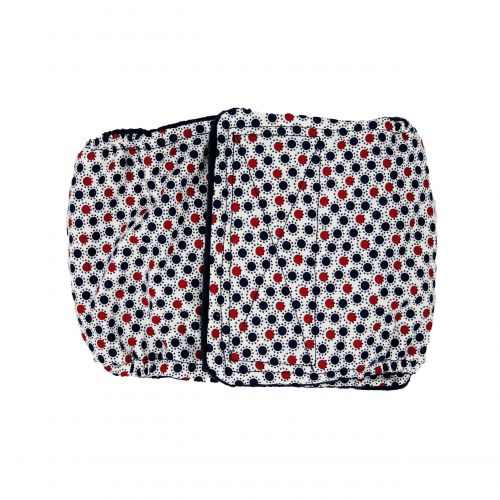 red white and blue polka dot belly band
