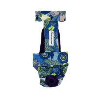 Blue Flower Blossom Escape-Proof Washable Dog Diaper Overall