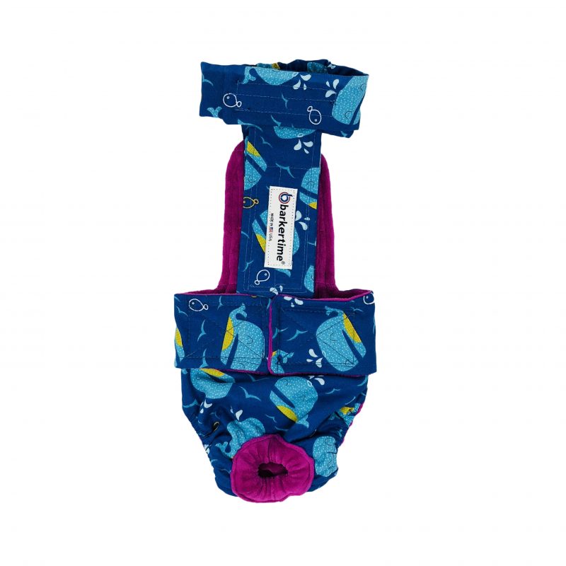 Blue Whale Escape-Proof Washable Dog Diaper Overall
