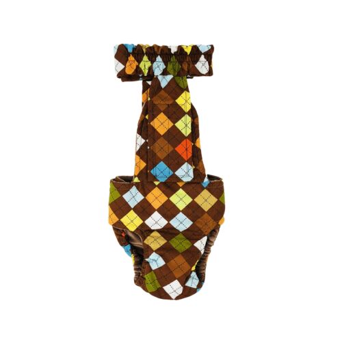 classic brown arygle diaper overall - new - back classic brown arygle diaper overall - new - back