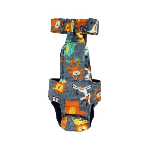 forest buddies on gray diaper overall - back - new forest buddies on gray diaper overall - back - new