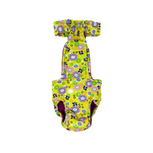 green flower diaper overall - back - new green flower diaper overall - back - new