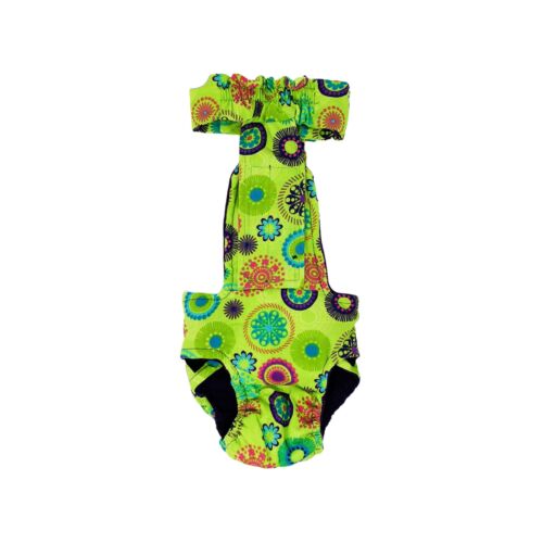 green kiwi flower diaper overall - new - back green kiwi flower diaper overall - new - back